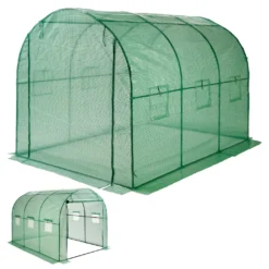 ECD Germany Gewächshaus Mit Metallrahmen - 6m² - 300x200x200 Cm - Grün - Reißverschluss Und 6 Fenstern - Foliengewächshaus Bogendach Treibhaus Frühbeet Pflanzenhaus Tomatenhaus Folientunnel -Günstiges Laube Lust Geschäft 1ed5edc14845498cb8ed315e9f12b683