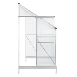Juskys Aluminium Anlehn-Gewächshaus 2,4 M² – Treibhaus Mit Schiebetür, Fenster Zum Lüften & Stahl-Fundament – Stabiles Pflanzenhaus Für Garten -Günstiges Laube Lust Geschäft 1fe6bb8f7dd84e0459a8060943bedfc1