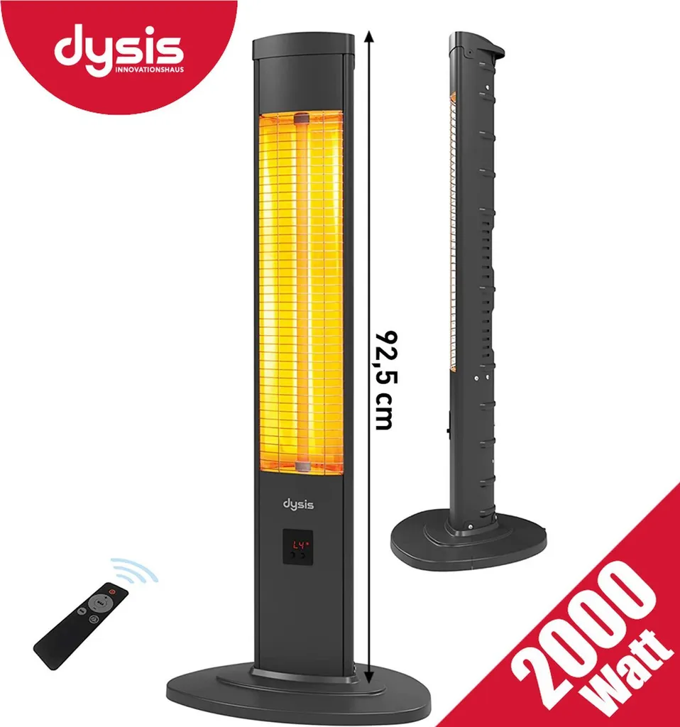 2000 Watt Stand Heizstrahler, 4 Heizstufen Mit Fernbedienung, Kohlenstoff Infrarotstrahler Für Innen- & Außenbereich 6 2000 Watt Stand Heizstrahler, 4 Heizstufen Mit Fernbedienung, Kohlenstoff Infrarotstrahler Für Innen- & Außenbereich – Bild 4