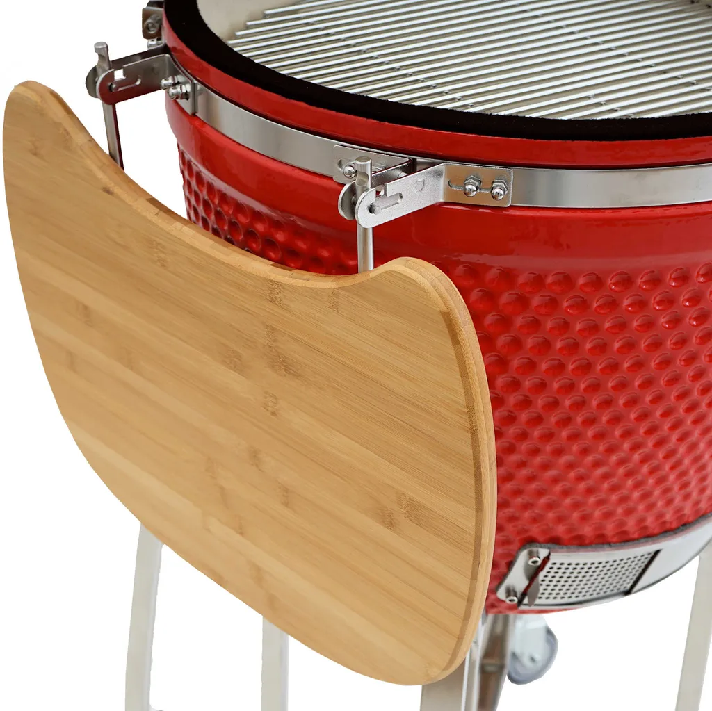 BBQ-Toro Kamado Grill Holzkohlegrill Ø 46 Cm "KURO" Mit Bambusablage, Thermometer, Rot 9 BBQ-Toro Kamado Grill Holzkohlegrill Ø 46 Cm "KURO" Mit Bambusablage, Thermometer, Rot – Bild 7