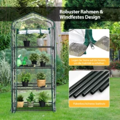 COSTWAY Mini Gewächshaus Mit 4 Etagen, Foliengewächshaus Winterfest, PVC Gewächshausabdeckung, Anzuchthaus Mit Reißverschluss, Gartenhaus Für Garten Balkon Outdoor (70x49x159cm, Transparent) -Günstiges Laube Lust Geschäft 2076eb1fc8e9b123bbf1e71be78d4572
