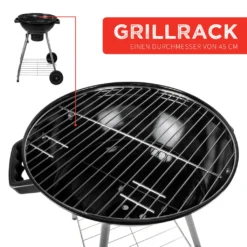 BBQ Collection Holzkohlegrill, Kugelgrill Rundgrill Ø 45 X 83 Cm Mit Deckel, Stabiler Standgrill Auf Rädern Mit Abnehmbarem Aschekasten & Ablagegitter, Schwarz -Günstiges Laube Lust Geschäft 238f58145329657478bf7f310908ed18