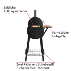 Tectake Holzkohlegrill Smoker Mit Thermometer - Schwarz -Günstiges Laube Lust Geschäft 24a9818ee9317d73de58221991d0b3fa