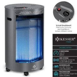 KESSER® Gasheizer Keramik 4200 Watt Gas Heizstrahler Inkl. Gasdruckregler Gasschlauch - Gasheizofen Inkl. Schutzhülle Gasheizgerät, Infrarot Keramikbrenner, Butan- Oder Propangasflaschen Bis 15 Kg, Farbe:Grau -Günstiges Laube Lust Geschäft 251aafbc9efcd67f1f1dee4ff1b8730f
