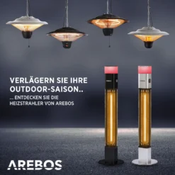 AREBOS Deckenheizstrahler 1.500 W, Inkl. Fernbedienung, Infrarotheizstrahler, Wärmepilz, Silber 21 AREBOS Deckenheizstrahler 1.500 W, Inkl. Fernbedienung, Infrarotheizstrahler, Wärmepilz, Silber -Günstiges Laube Lust Geschäft 26b39962c2d5891a6ddf2407019f53e1