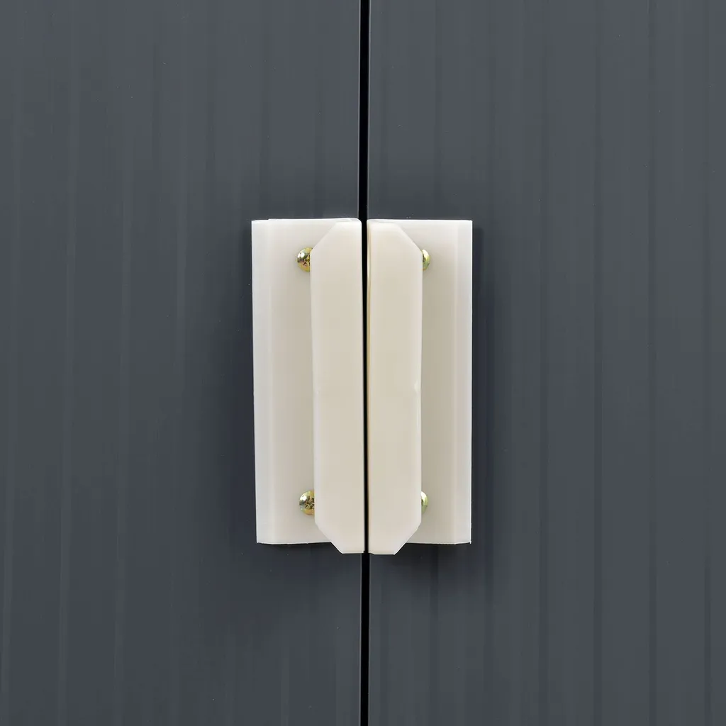 Juskys Metall Gerätehaus XXL Mit Satteldach, Schiebetür & Fundament - 15m³ - 277×319×192 Cm - Anthrazit - Geräteschuppen Gartenhaus Garten Schuppen 10 Juskys Metall Gerätehaus XXL Mit Satteldach, Schiebetür & Fundament - 15m³ - 277×319×192 Cm - Anthrazit - Geräteschuppen Gartenhaus Garten Schuppen – Bild 8