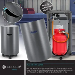 KESSER® Gasheizer Keramik 4200 Watt Gas Heizstrahler Inkl. Gasdruckregler Gasschlauch - Gasheizofen Inkl. Schutzhülle Gasheizgerät, Infrarot Keramikbrenner, Butan- Oder Propangasflaschen Bis 15 Kg, Farbe:Grau -Günstiges Laube Lust Geschäft 282af89e2e36a037c5fcb82d469a931a