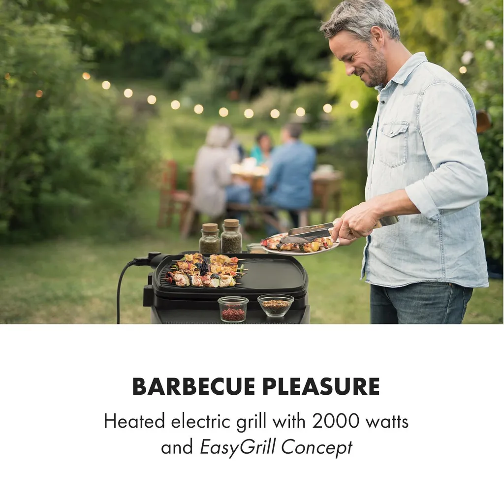 Klarstein Gatsby Elektrogrill Standgrill Tischgrill , Leistung: 2000 W , EasyGrill Concept , Grillfläche: 40 X 36 Cm / Aluminiumdruckguss / Antihaft / Grillhaube , Zwei Seitentische , Ablage Im Standfuß , Stufenloses Thermostat , Fettauffangschale , Beige / Schwarz 4 Klarstein Gatsby Elektrogrill Standgrill Tischgrill , Leistung: 2000 W , EasyGrill Concept , Grillfläche: 40 X 36 Cm / Aluminiumdruckguss / Antihaft / Grillhaube , Zwei Seitentische , Ablage Im Standfuß , Stufenloses Thermostat , Fettauffangschale , Beige / Schwarz – Bild 2