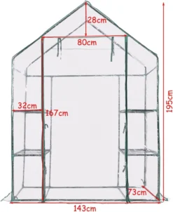 COSTWAY Gewächshaus Mit Regalen & Reißverschlüssen, Treibhaus UV-beständig Foliengewächshaus, 143x73x195cm, Transparent -Günstiges Laube Lust Geschäft 290e60b97300ae4109fa25243aab00c1