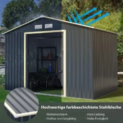 COSTWAY Gerätehaus Metall, Geräteschuppen Abschließbar, Gartenhaus Mit 4 Luftschlitzen & Schiebetür, Garten Schuppen Für Rasenmäher Fahrräder, Metallschuppen Geräteschuppen Outdoor (277 X 191 X 202 Cm) -Günstiges Laube Lust Geschäft 2a4a4289de5891abbaaaafbe3adc95bd