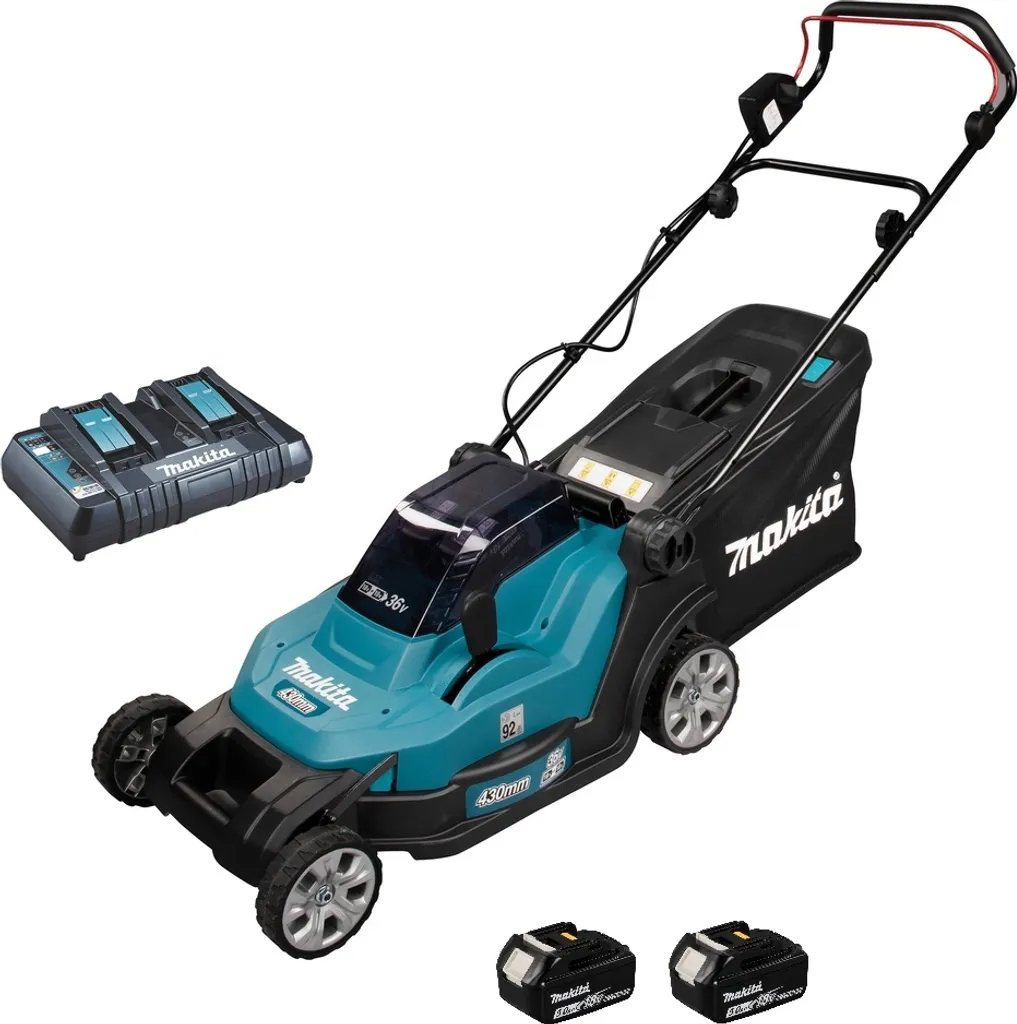 Makita 2x 18V Akku-Rasenmäher DLM432PT2 | 2x Akku 5.0 Ahmit Doppelladegerät 14 Makita 2x 18V Akku-Rasenmäher DLM432PT2 | 2x Akku 5.0 Ahmit Doppelladegerät – Bild 12