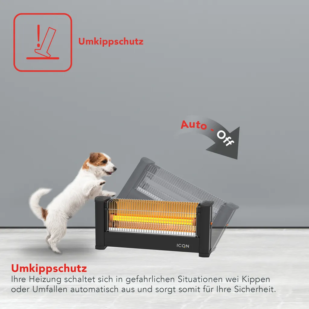 ICQN Infrarot Standheizstrahler, Für Räume Bis 9m², 900 W, IP20, Elektroheizung, 135 Zentimeter Kabel, Heizstrahler Für Büro Oder Haus, Infrarotheizer, IQ.0900.APW 8 ICQN Infrarot Standheizstrahler, Für Räume Bis 9m², 900 W, IP20, Elektroheizung, 135 Zentimeter Kabel, Heizstrahler Für Büro Oder Haus, Infrarotheizer, IQ.0900.APW – Bild 6
