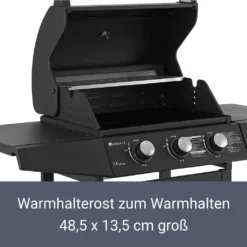Juskys BBQ Gasgrill Louisiana 8,1 KW Mit 3 Brenner, Grillrost, Deckel Mit Thermometer, Warmhalterost & Seitenablagen – Grillwagen Mit Stahl Korpus -Günstiges Laube Lust Geschäft 2ac652bb52a859c86e818740a4ff24e3