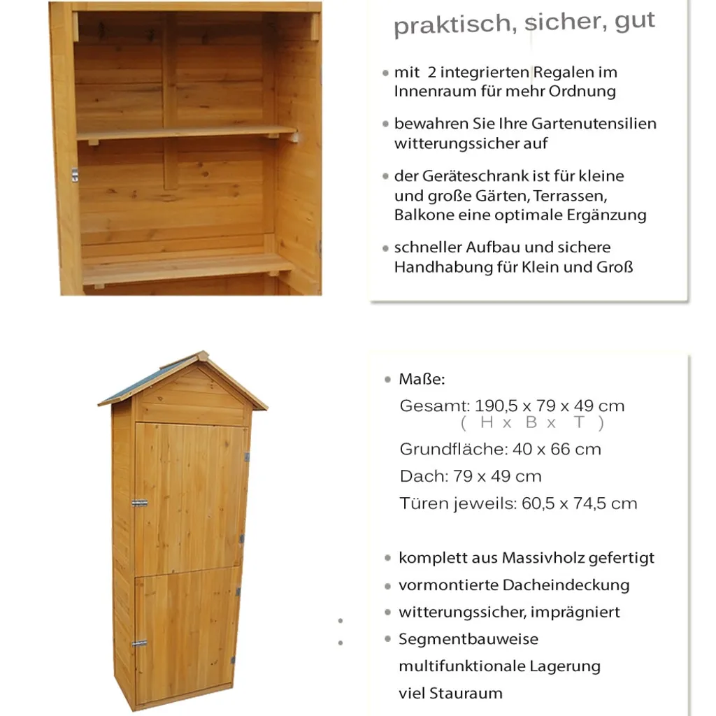 Mucola XL HOLZ Gerätehaus Geräteschuppen Gartenschrank Geräteschrank Gartenhaus Gartenschuppen Unterstand Schrank Gerätehaus Gartenhaus 7 Mucola XL HOLZ Gerätehaus Geräteschuppen Gartenschrank Geräteschrank Gartenhaus Gartenschuppen Unterstand Schrank Gerätehaus Gartenhaus – Bild 5