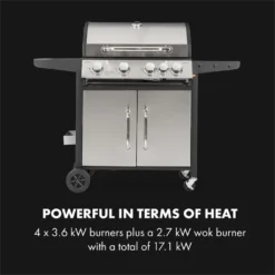 Klarstein Gasgrill Mit Großer Grillfläche, Gasgrill 1 Seitenbrenner & 4 Brenner, 17,1kW Edelstahl-Gasgrill, BBQ Gasgrill Für Balkon & Garten, Grill Für Propan, Gasgrills Mit 5 Brenner & Thermometer -Günstiges Laube Lust Geschäft 2c69a68387bb35ae3a56983e9e4a5730