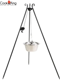 CookKing 121476 Dreibein Schwenkgrill 180cm Mit Edelstahltopf 14 L + Kurbel
