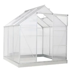 Outsunny Aluminium Gewächshaus Gartenhaus Mit Fenster Tür 193 X 187 X 205 Cm 3,6㎡ Pflanzenhaus Inkl. Fundament Treibhaus Tomatenhaus UV-, Witterungsbeständig