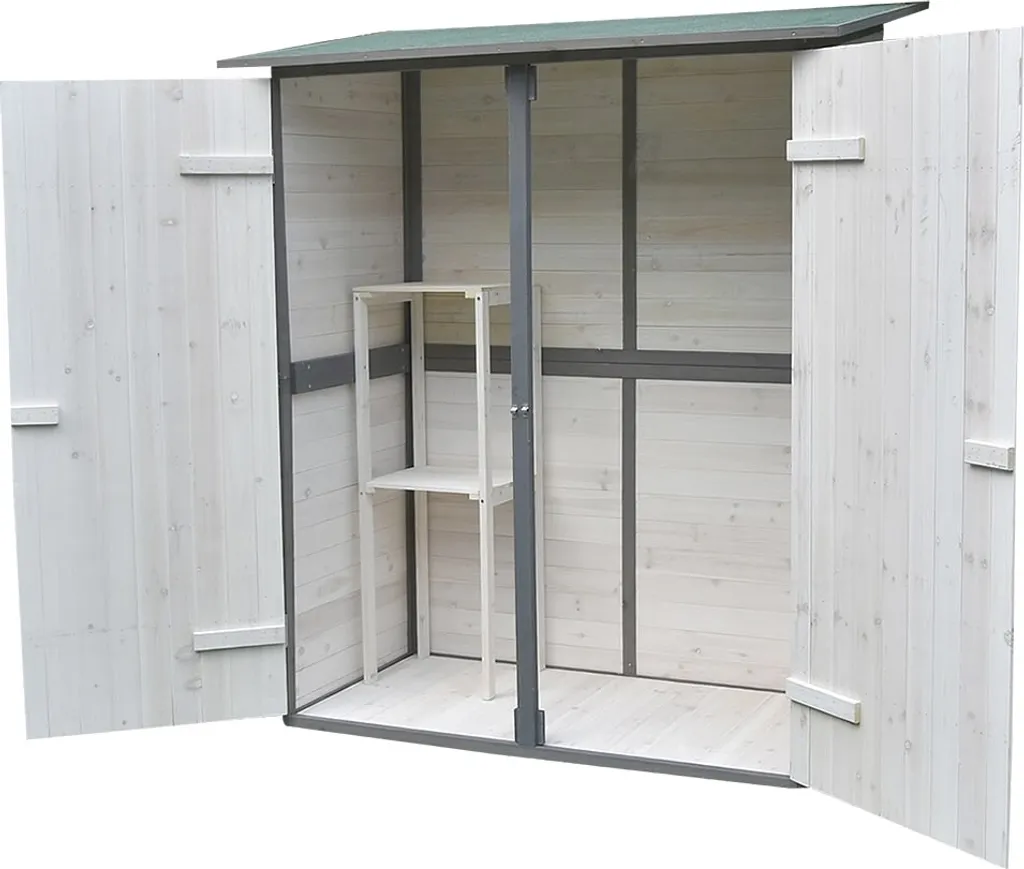 Mucola Gartenhaus Gartenschrank Gerätehaus XXL Geräteschuppen Weiß/Grau Holz 4 Mucola Gartenhaus Gartenschrank Gerätehaus XXL Geräteschuppen Weiß/Grau Holz – Bild 2