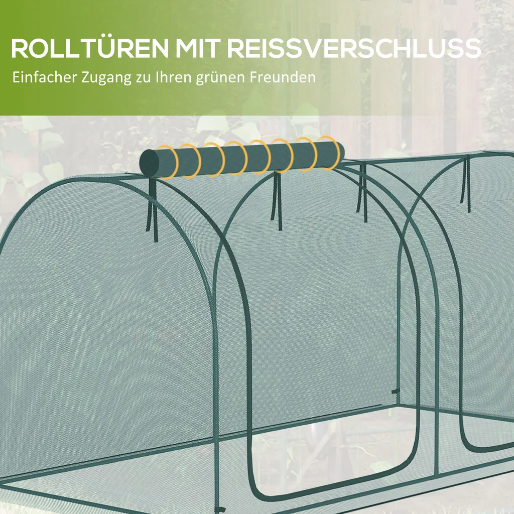 Outsunny 2,49 X 1,2 M Mini Gewächshaus, Pflanzenschutzzelt Mit Tür, Winddcihtes Tomatenhaus, Treibhaus Mit Stahlrahmen, HDPE-Netz Für Garten, Balkon, Dunkelgrün 8 Outsunny 2,49 X 1,2 M Mini Gewächshaus, Pflanzenschutzzelt Mit Tür, Winddcihtes Tomatenhaus, Treibhaus Mit Stahlrahmen, HDPE-Netz Für Garten, Balkon, Dunkelgrün – Bild 6