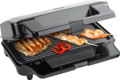 Bestron Antihaftbeschichteter 3-in-1 Sandwich-Kontaktgrill, 900 W, Schwarz