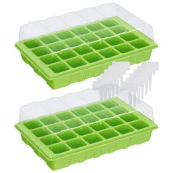 WELLGRO Gewächshaus Inkl. 12 Pflanzschilder - Für Bis Zu 24 Pflanzen - Ca. 38x24x12cm (LxBxH) Je Zimmergewächshaus, Kunststoff- Menge Wählbar, Stückzahl:2 Stück