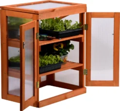 Dobar Mini-Gewächshaus Mit Polycarbonat, Balkon Und Indoor-Treibhaus, Holz, 58 X 43 X 76 Cm, Braun -Günstiges Laube Lust Geschäft 2fe3e779d4b1d817dd4db5747b51bd02