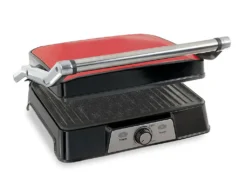 Kontaktgrill Elektro Rot Panini Sandwichmaker Temperaturregelung Timer*46131