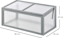 Outsunny Frühbeet Treibhaus Gewächshaus Frühbeetkasten Pflanzenbeet Mit Abdeckung Aus Holz Und Polycarbonat Wetterfest Grau 90 X 46 X 40 Cm -Günstiges Laube Lust Geschäft 305877aac8c3d6eeca807bf850a6949f