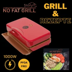 Starlyf® No Fat Grill - Kompaktgrill Mini Grill Für Die Küche, Low Fat, Kein Fett Oder Öl, Ohne Fett Oder Öl, Gesund Grillen, Kontaktgrill, Elektrogrill, - 1000W, PFOA-FREI, Aus Der TV Werbung -Günstiges Laube Lust Geschäft 30b8826eed7d3299eb4978e6ebc4e39d