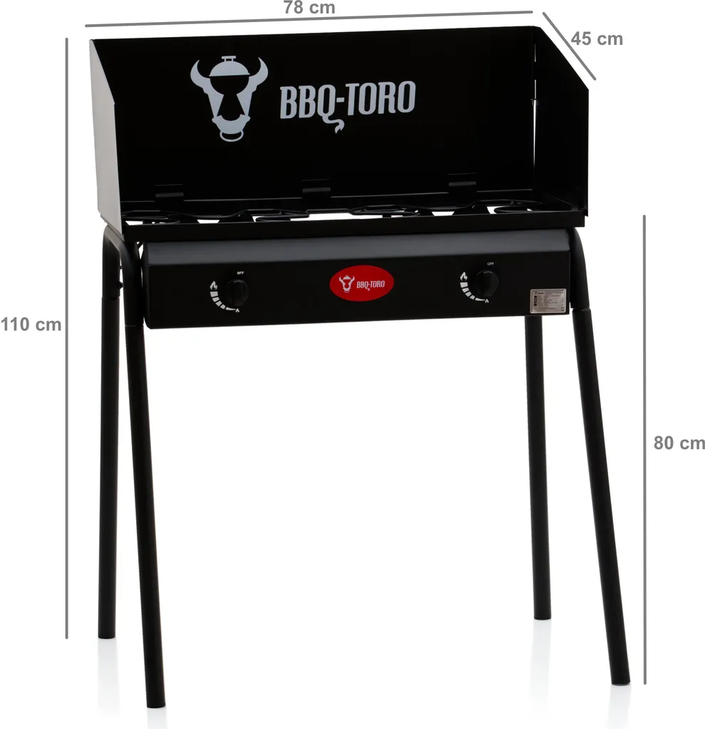 BBQ-Toro Gas Grilltisch Mit Windschutz | Gusseisen Gaskocher 2 Brenner | 12 KW 6 BBQ-Toro Gas Grilltisch Mit Windschutz | Gusseisen Gaskocher 2 Brenner | 12 KW – Bild 4