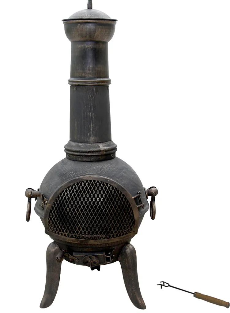 Jago® Terrassenofen Mit Funkenfluggitter - Aus Gußeisen Im Klassischen Design, 108cm Hoch, Inklusive Schürhaken, Funkenschutz - Vintage Gartenofen, Rustikaler Look, Gartenkamin, Feuerstelle, Feuerkorb 13 Jago® Terrassenofen Mit Funkenfluggitter - Aus Gußeisen Im Klassischen Design, 108cm Hoch, Inklusive Schürhaken, Funkenschutz - Vintage Gartenofen, Rustikaler Look, Gartenkamin, Feuerstelle, Feuerkorb – Bild 11