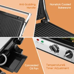 Aigostar Kontaktgrill, Sandwichmaker, 180° Aufklappbar Als Tischgrill, Panini Grill Mit Abnehmbaren Platten, Regelbarer Thermostat &Timer, Antihaftbeschichtet, 2000W -Günstiges Laube Lust Geschäft 31df586d8c5c80f2ec3c9cb010df7058