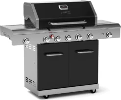 Nexgrill Gasgrill 5 Brenner Deluxe Mit Heckbrenner, Seitenkochfeld Und Seitenbrenner