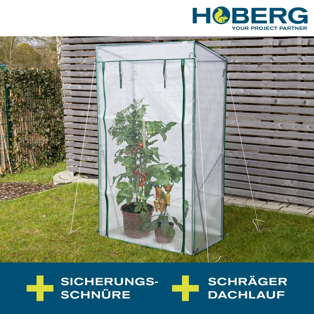 Hoberg Folien-Gewächshaus - 100 X 50 X 158/170 Cm Gewächshaus Tomatengewächshaus Treibhaus Frühbeet Folienzelt PE-Folie 140 G/m² 6 Hoberg Folien-Gewächshaus - 100 X 50 X 158/170 Cm Gewächshaus Tomatengewächshaus Treibhaus Frühbeet Folienzelt PE-Folie 140 G/m² – Bild 4