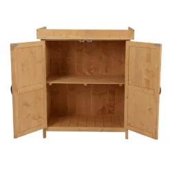 Outsunny Geräteschrank Geräteschuppen Gartenschrank 2 Fächer Tannenholz Natur 74 X 43 X 88cm -Günstiges Laube Lust Geschäft 35136f5dacad4bc1f8e54f1f6eb8f900