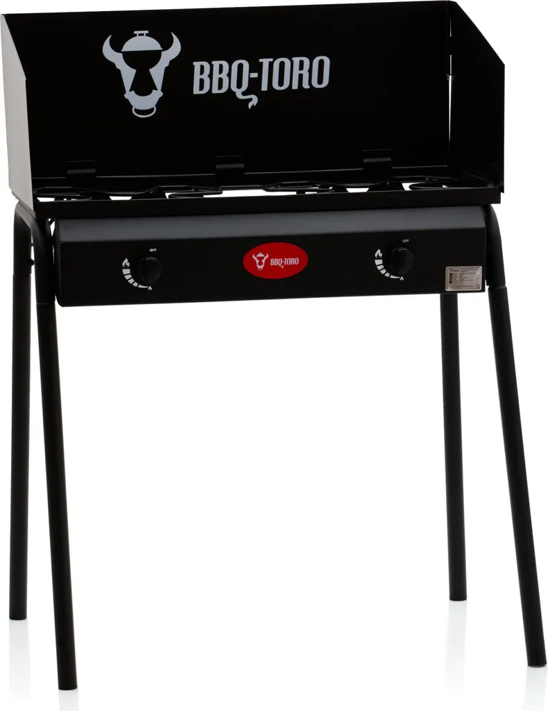 BBQ-Toro Gas Grilltisch Mit Windschutz | Gusseisen Gaskocher 2 Brenner | 12 KW 3 BBQ-Toro Gas Grilltisch Mit Windschutz | Gusseisen Gaskocher 2 Brenner | 12 KW