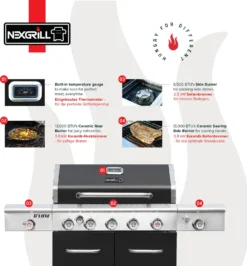 Nexgrill Gasgrill 5 Brenner Deluxe Mit Heckbrenner, Seitenkochfeld Und Seitenbrenner -Günstiges Laube Lust Geschäft 3671c8f0ddd46a1c440b0451c432653c