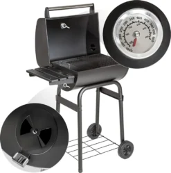 Tectake Holzkohlegrill Mit Deckel Und Thermometer - Schwarz -Günstiges Laube Lust Geschäft 369a705367c27a8b61df6e7183a892dc