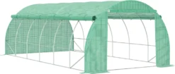 Outsunny Foliengewächshaus Polytunnel 6 X 3 X 2 M Begehbares Gewächshaus Mit Aufrollbar Abdeckungen Folientunnel Treibhaus UV-Schutz Stahlrohr Grün