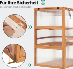 M MCombo Gewächshaus Frühbeet Aus Holz, Für Balkon & Garten, Klein Treibhaus Greenhouse Aufsatz Kasten Winterfest, 46*76*110cm, 0760 (Orange ) -Günstiges Laube Lust Geschäft 36e5af6e4d52f5bd91cc47e4a07f65b9
