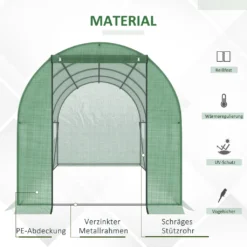 Outsunny Foliengewächshaus Begehbares Gewächshaus 4 X 2 M Polytunnel Folientunnel Treibhaus Frostschutz Stahlrohr Dunkelgrün -Günstiges Laube Lust Geschäft 37dde65ef9e6714899dbc382871e932f