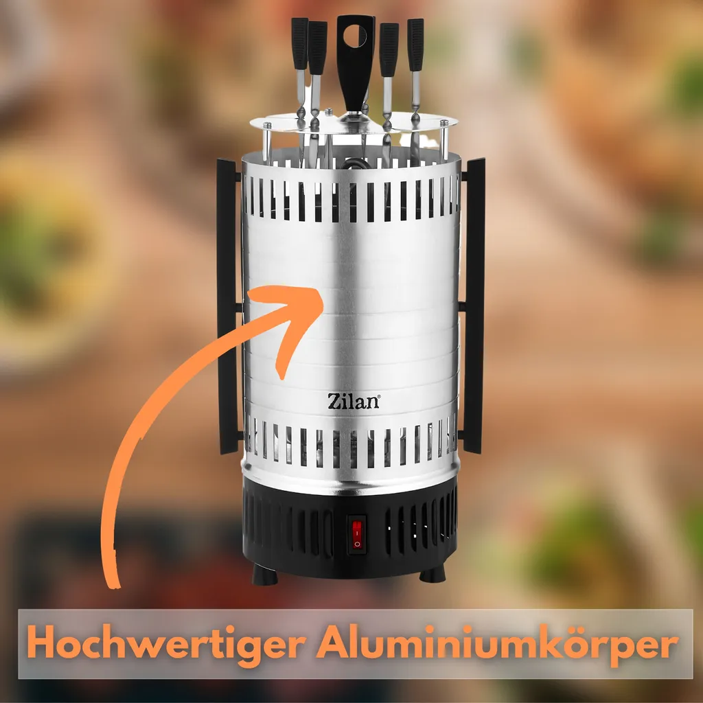 Zilan Kebap Maker | Schaschlikspieß Maker | Schaschlik Grill | Kebap Grill | 5 Spieße | Fettauffangschale 5 Zilan Kebap Maker | Schaschlikspieß Maker | Schaschlik Grill | Kebap Grill | 5 Spieße | Fettauffangschale – Bild 3