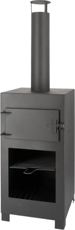 ESSCHERT DESIGN Rivanto® Terrassen- & Pizzaofen Inkl. Pizzastein, Schwarz, 38 X 40,5 X 138 Cm Gartenofen