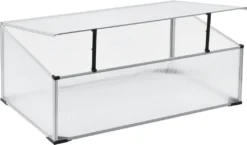 Frühbeet Mini-Gewächshaus 100x60 Cm Aluminium Polycarbonat Füße Aus Kunststoff