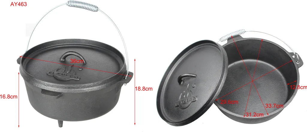 El Fuego Dutch Oven Schwarz Kasan Gusseisen Mit Deckelheber 8,46 Liter (AY463) 3 El Fuego Dutch Oven Schwarz Kasan Gusseisen Mit Deckelheber 8,46 Liter (AY463)