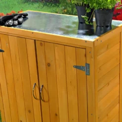 Mucola Geräteschrank Gerätehaus Gartenschuppen Schrank Schuppen Gartenschrank + 2 Türen Schrank Pflanztisch Terrassenschrank Mehrzweckschrank -Günstiges Laube Lust Geschäft 396d97921368f2c457e16e57fe53793e