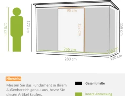 Outsunny Gerätehaus, Gartenhaus, Geräteschuppen Mit Schiebetür, Lüftungsfenster, Pultdach, Outdoor, Stahl, Grün, 280 X 130 X 172 Cm -Günstiges Laube Lust Geschäft 3be28d157909b89253dd74725cff72a6