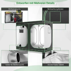 COSTWAY 242x122x201cm Growbox Pflanzenzelt Gewächshaus Mit Bodenwanne Aufbewahrungstasche Beobachtungsfenster & Doppelter Belüftung -Günstiges Laube Lust Geschäft 3c24948282bce9b0bf03741f2b60151b