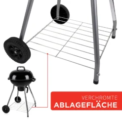 BBQ Collection Holzkohlegrill, Kugelgrill Rundgrill Ø 45 X 83 Cm Mit Deckel, Stabiler Standgrill Auf Rädern Mit Abnehmbarem Aschekasten & Ablagegitter, Schwarz -Günstiges Laube Lust Geschäft 3c68fb84b20e8d77427d5579d021a790