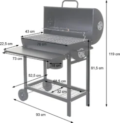 Grillwagen HWC-F70, Holzkohlegrill Standgrill Gartengrill Mit Deckel Ablage, Stahl 103x93x70cm Schwarz -Günstiges Laube Lust Geschäft 3cc4f518e5d4c72ac0f4adf8f5b6983c 1